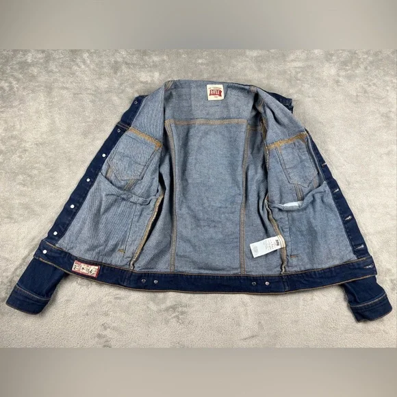 Rifle Denim Trucker Jacket Size Small Made in Italy Vintage Back Graphic RARE